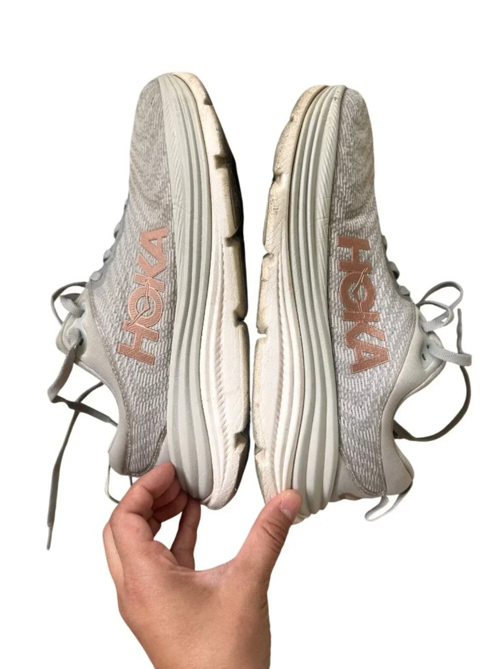 Hoka One One Womens Gaviota 5 Running Shoes Gray Peach Logo Size 10B Running